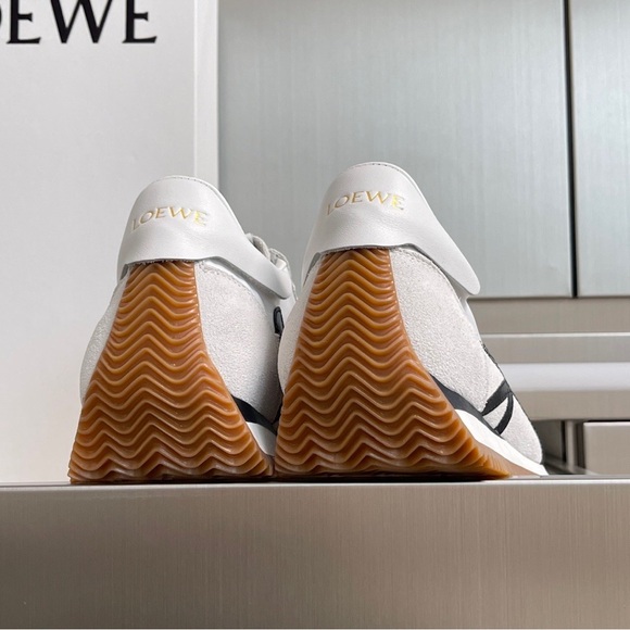 Loewe White Sneakers with Black Detail and Tan Sole - Picture 4 of 5
